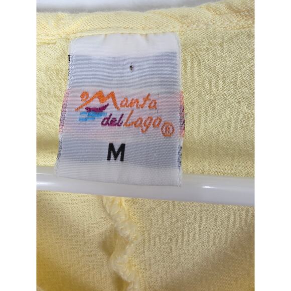 Manta Del Lago Coastal Dress M Womens Yellow Lace Embroidered Cottage Core - Picture 4 of 6